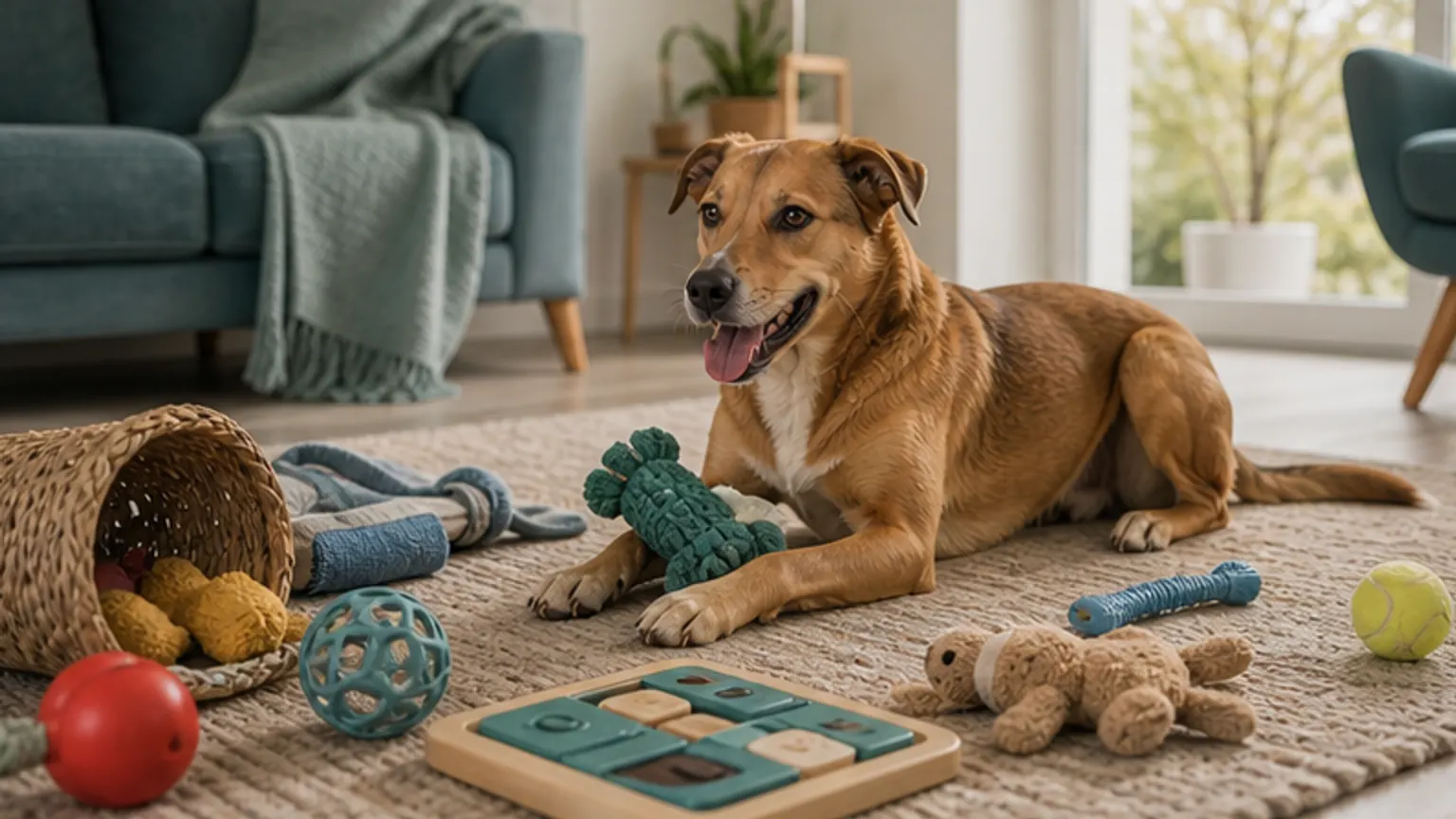 Imagem editorial sobre cão entediado em apartamento? 8 compras que parecem boas mas falham