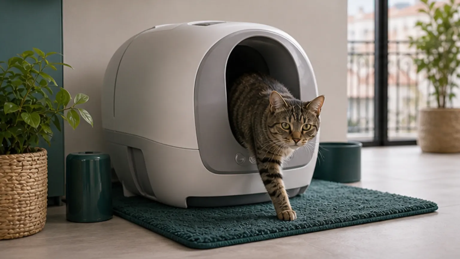 Imagem editorial sobre caixa de areia automática para gato: luxo útil ou erro caro?
