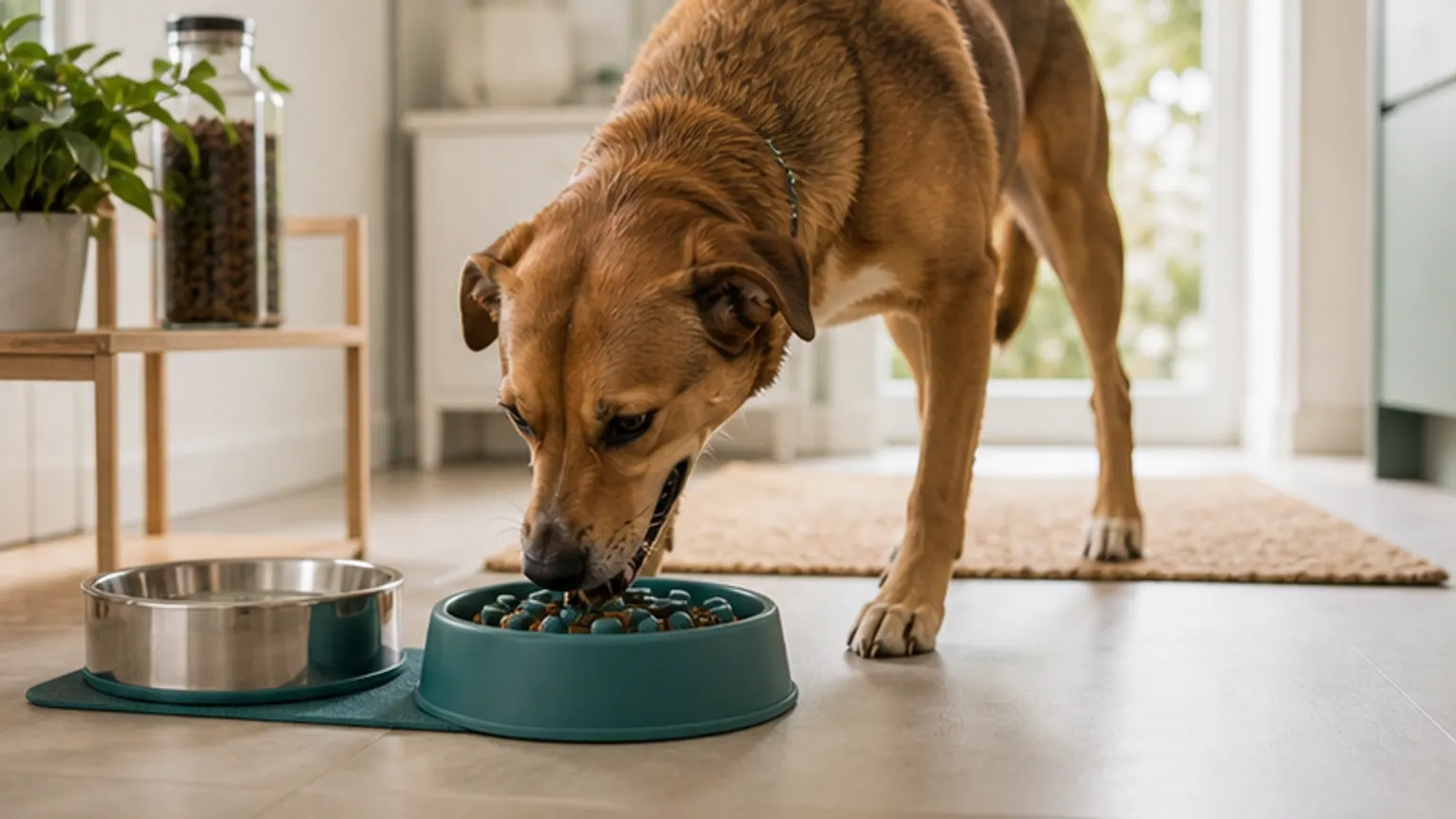 Imagem editorial sobre cão come demasiado rápido? o comedouro certo pode mudar a refeição