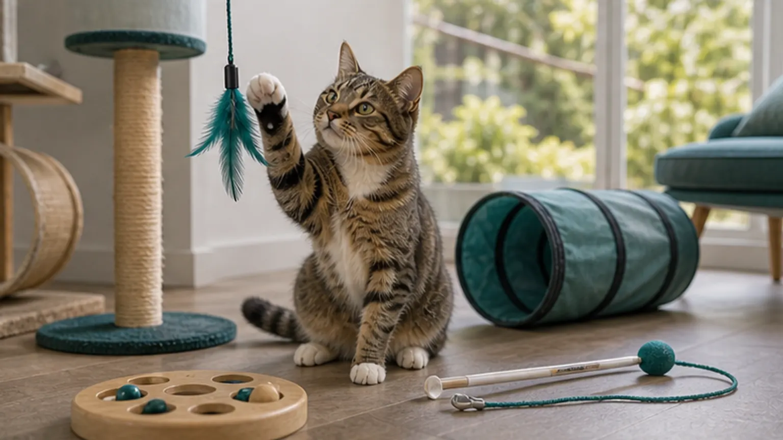 Imagem editorial sobre gato de apartamento entediado? o erro é comprar brinquedos e deixá-los sempre iguais