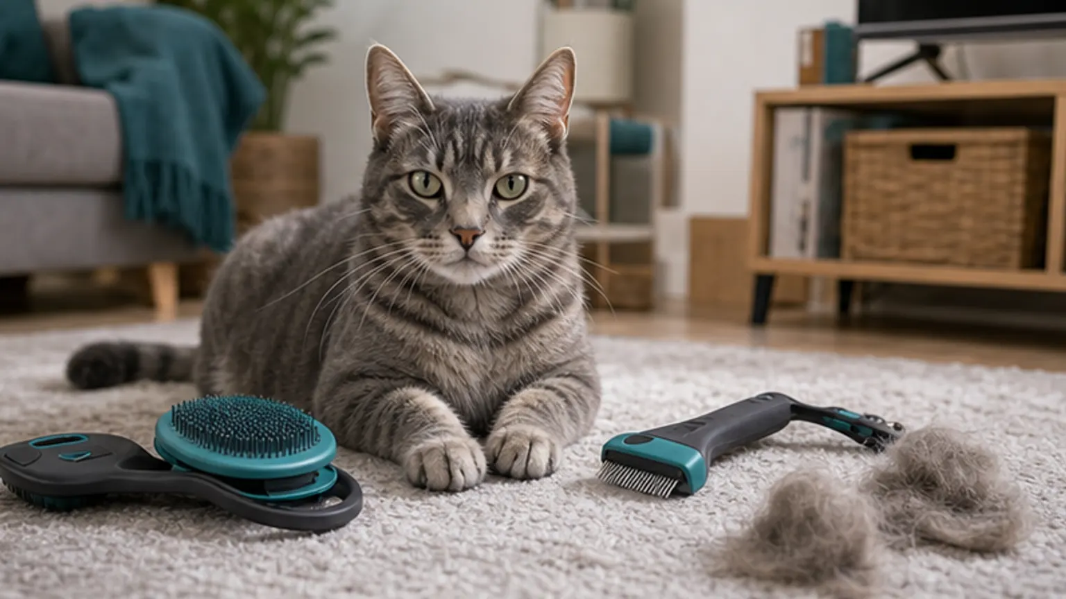 Imagem editorial sobre gato larga pelo por todo o lado? a escova certa evita compras inúteis