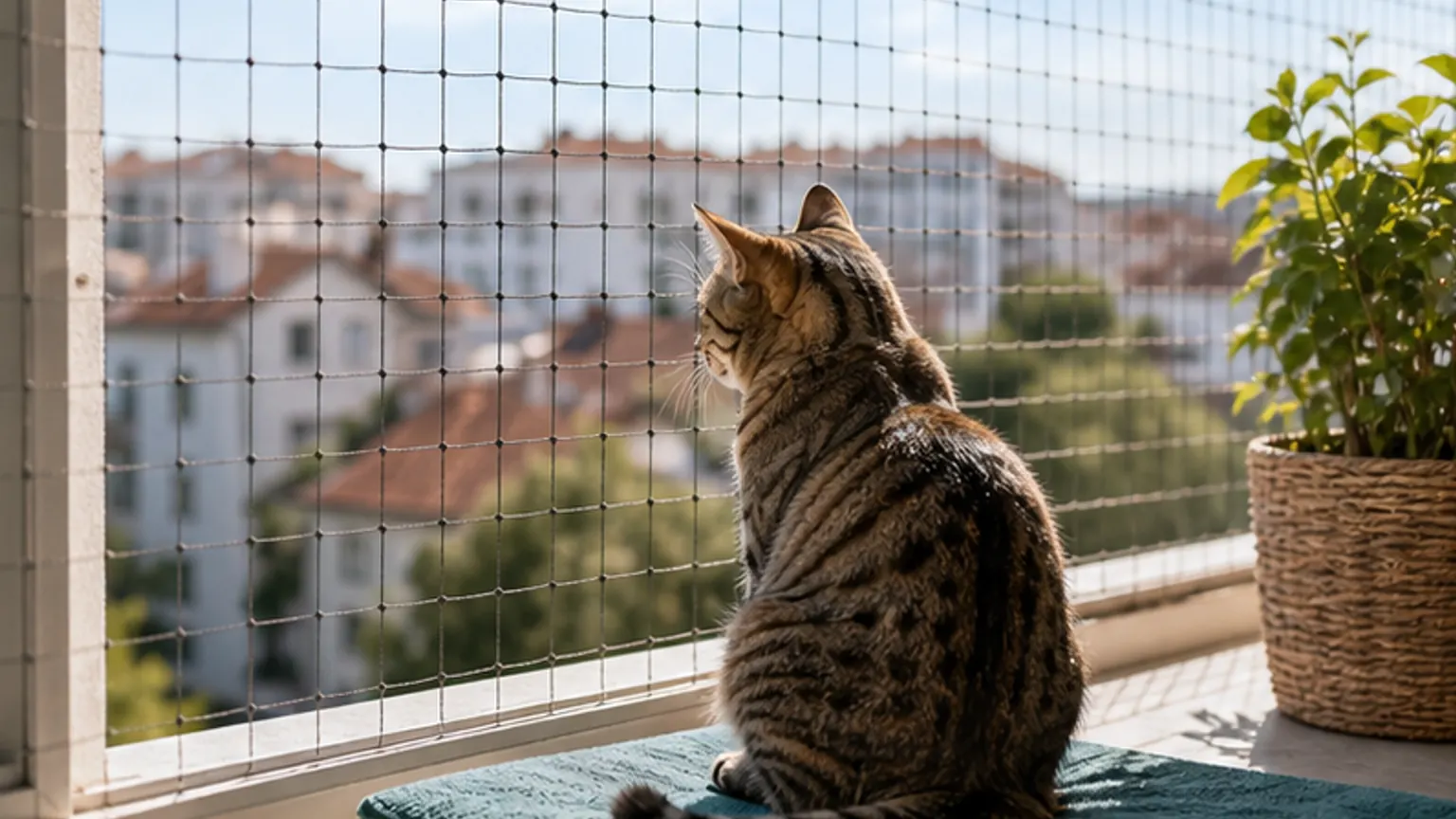 Imagem editorial sobre gato na varanda? a rede errada dá falsa segurança