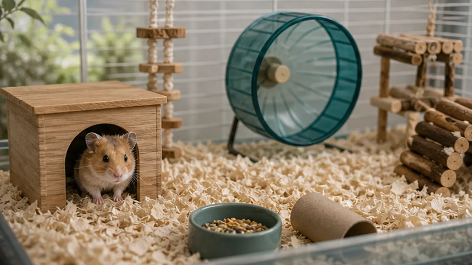 Imagem editorial sobre hamster a fugir da gaiola? talvez a casa seja pequena, pobre ou insegura