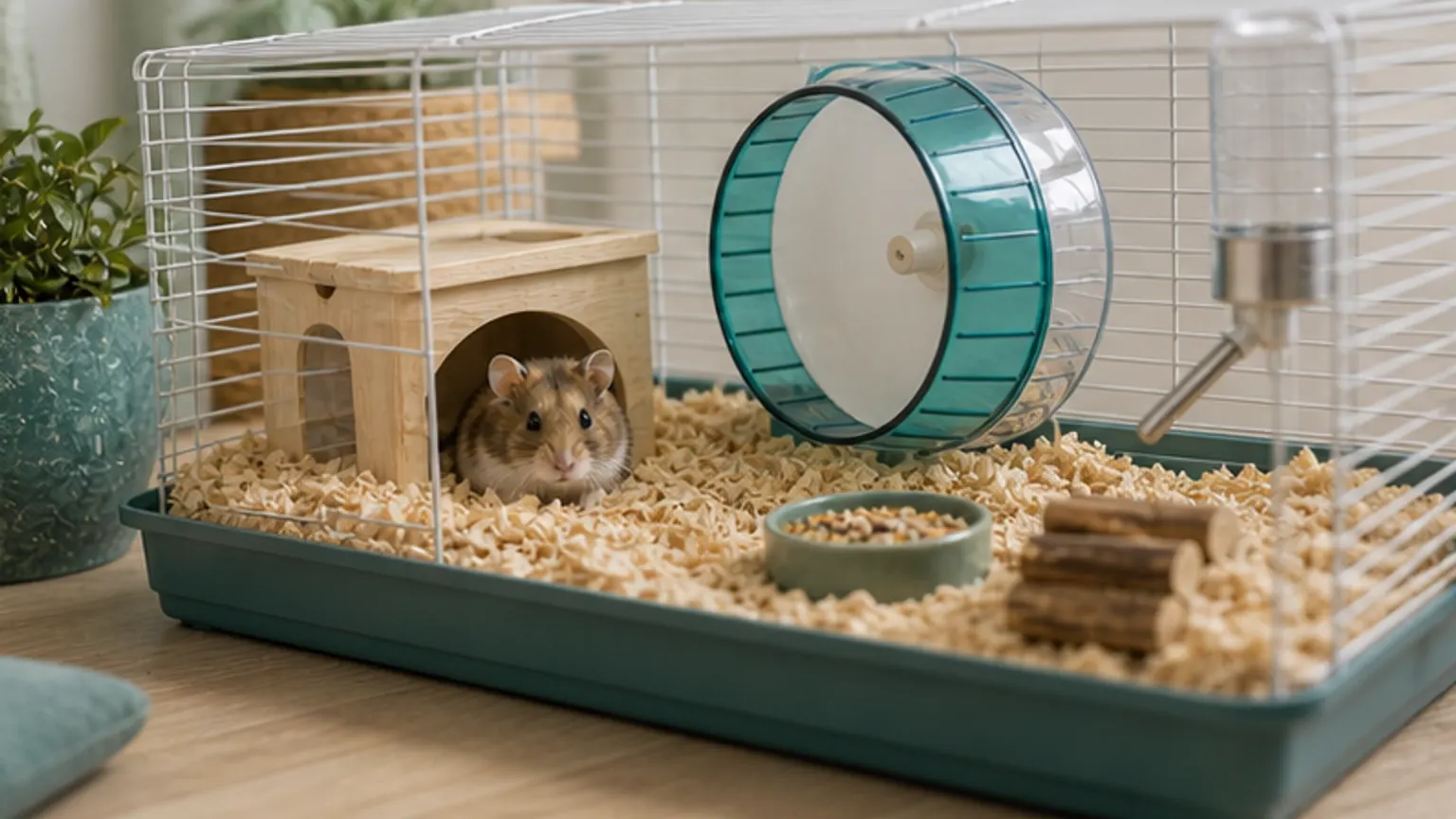 Imagem editorial sobre hamster stressado? a roda pequena e o leito raso podem estar a destruir a rotina