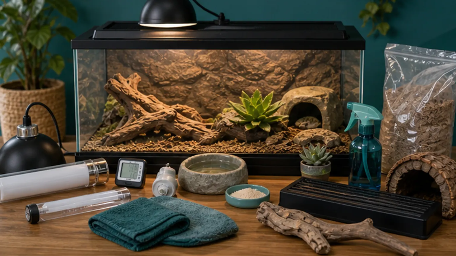 Imagem editorial sobre kit de terrário para réptil: comprar tudo junto pode correr mal