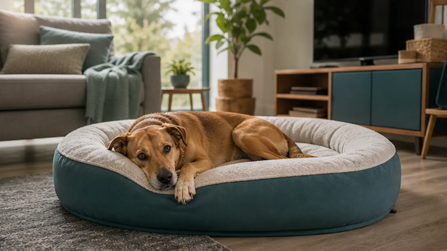 Imagem editorial sobre melhor cama para cão grande em apartamento: conforto sem perder a casa