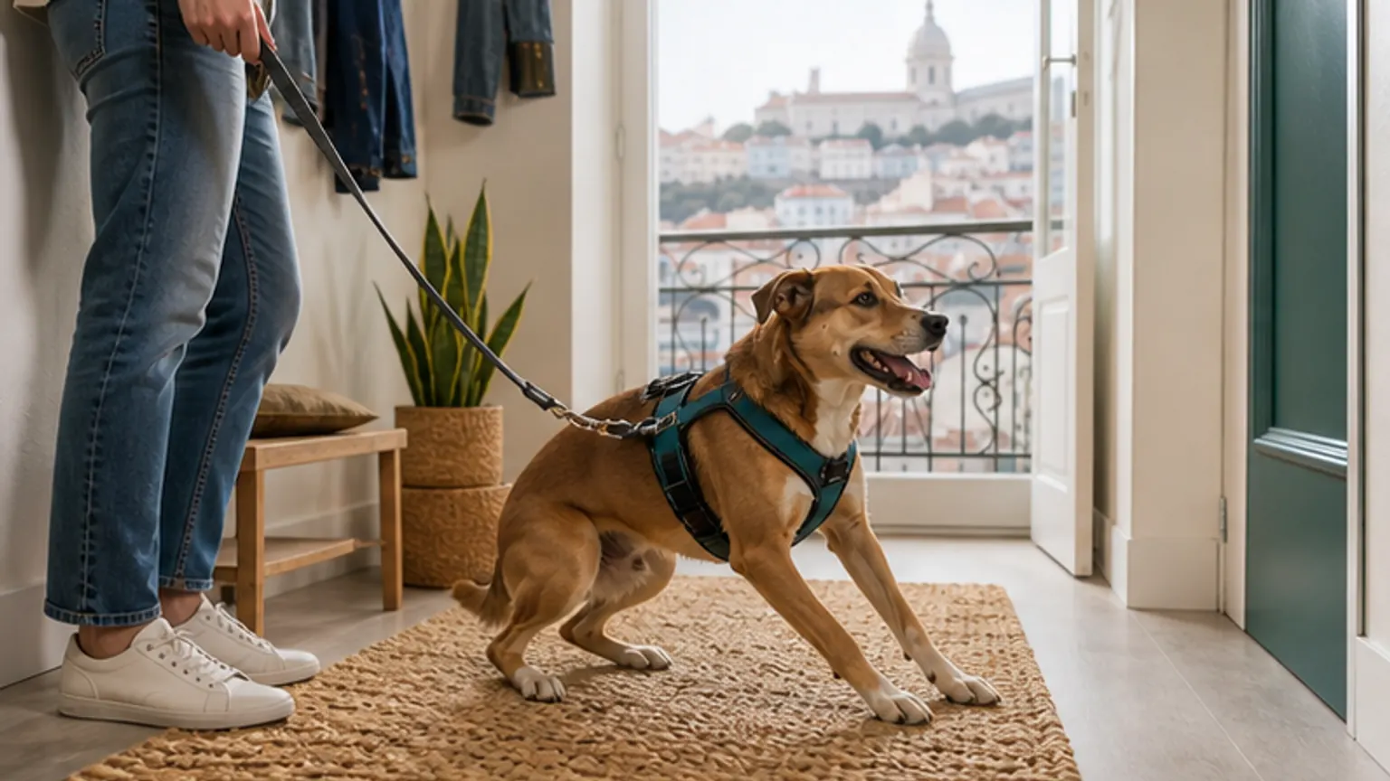 Imagem editorial sobre o seu cão puxa muito? o peitoral errado pode piorar o passeio